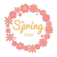 Olá Primavera. ilustração em vetor de um cartão com flores da primavera. quadro de flores da primavera.
