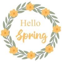 Olá Primavera. ilustração em vetor de um cartão com flores da primavera. quadro de flores da primavera.