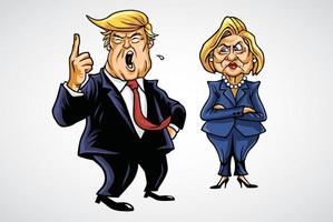 Donald Trump vs Hillary Clinton cartoon caricatura ilustração vetorial. 19 de janeiro de 2022 vetor
