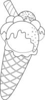 página para colorir. uma deliciosa bola de sorvete para crianças vetor