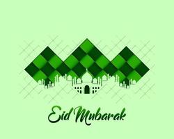eid mubarak vector design cartão de fundo. ilustração de eid al fitr em estilo de corte de papel com mesquita