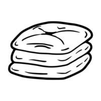 ícone de vetor de travesseiro de pilha tripla de contorno desenhado à mão