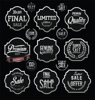 Emblemas e etiquetas de luxo premium em prata vetor
