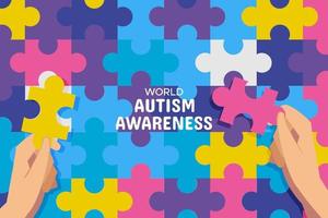 fundo mundial de conscientização do autismo com conceito de quebra-cabeça vetor
