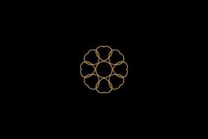 círculo elegante vetor de design de logotipo de padrão de linha de flores de luxo dourado