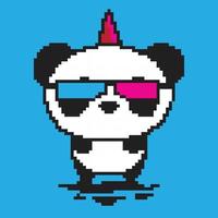 arte de pixel panda punk vetor