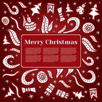 cartão de feliz natal com elementos de férias. ilustração vetorial. conceito de ano novo desenhado à mão com espaço de cópia. vetor