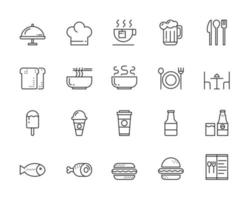 ícones de comida. ilustração vetorial perfeita de pixel vetor