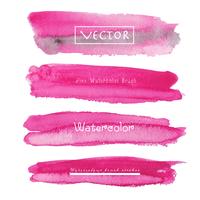 Grupo de fundo cor-de-rosa da aquarela, logotipo do curso da escova, ilustração do vetor. vetor