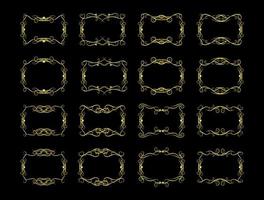 coleção de conjunto de elementos de fronteiras de ouro, vetor de ornamento. quadro