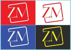 modelo de design de logotipo e ícone de letra zm vetor