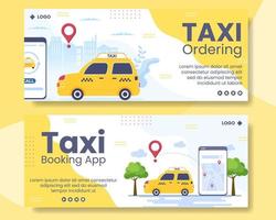 modelo de banner de serviço de viagens de reserva de táxi online ilustração plana editável de fundo quadrado para mídias sociais ou internet na web vetor