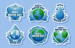 conjunto de adesivos do dia mundial da água vetor
