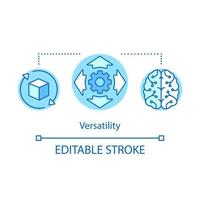 ícone do conceito de vantagem de versatilidade. setas multidirecionais, brainstorm. estratégia de negócio. benefício tecnologia idéia ilustração de linha fina. desenho de contorno isolado de vetor. traço editável vetor