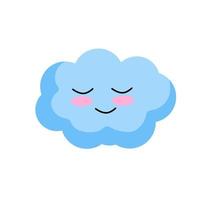 nuvem sorridente. personagem kawaii. objeto azul do céu. símbolo de tempo nublado. mascote da previsão do tempo. ilustração de desenho animado fofo vetor