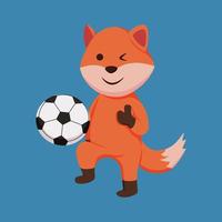 animal esportivo com raposa jogando futebol vetor
