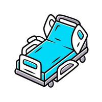 ícone de cor de cama de hospital motorizado e elétrico. dispositivo para deficientes físicos. tratamento de paraplégicos. internamento, equipamentos de reabilitação. ilustração vetorial isolada vetor