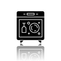 ícone de glifo preto de sombra de máquina de lavar louça. dispositivo doméstico de cozinha. lava-louças. fácil gestão, lavagem rápida. eletrodomésticos, eletricidade do cliente, máquinas. ilustração vetorial isolada vetor
