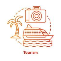 ícone do conceito de turismo vermelho. ilustração de linha fina de ideia de indústria de hospitalidade. viagem, viagem. serviço de agência turística. conselheiro de viagem. férias de verão. desenho de contorno isolado de vetor. traço editável vetor