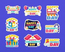 pacote de adesivos coloridos para o dia das crianças vetor