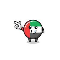 mascote da bandeira dos Emirados Árabes Unidos apontando para o canto superior esquerdo vetor