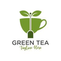 design de logotipo de ilustração de inspiração de bebida de chá verde vetor