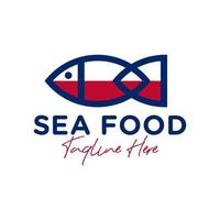 design de logotipo de contorno de ilustração de peixe marinho vetor
