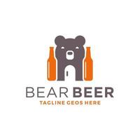 design de logotipo de ilustração de inspiração de vinho de urso vetor