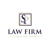 serviço jurídico e logotipo de ilustração de advogado com as iniciais ps ou sp vetor