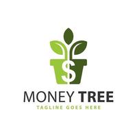 logotipo de ilustração de investimento em educação de árvore de dinheiro vetor