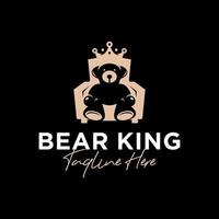 logotipo de ilustração de inspiração de cadeira de rei de urso vetor