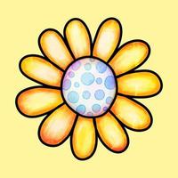 aquarela de flor de margarida de botão de ouro de verão vetor