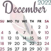 mês calendário dezembro 2022 vetor