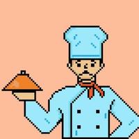 ilustração de chef de homem de pixel de design de estilo vetor