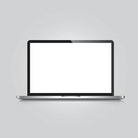Laptop com tela em branco, isolada no fundo branco, design Vector plana
