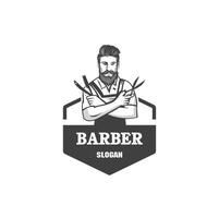 logotipo de barbeiro, vetor de logotipo de corte de cabelo
