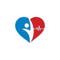 logotipo de cuidados médicos, logotipo saudável de amor vetor