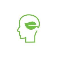 logotipo do cérebro da natureza, logotipo da ecologia da cabeça vetor