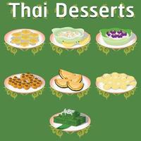 sobremesas tailandesas khanom doce açúcar saboroso banheira tim banana coco delicioso castanha download vetor caseiro agora ilustração