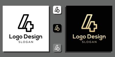 design de logotipo número quatro anos calculadora codificação numérica conceito de tecnologia percentual de matemática com modelo de aplicativo vetor