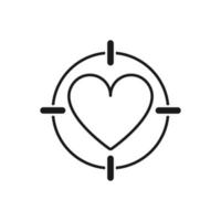 ícone de coração na mira alvo, ilustração vetorial. vetor