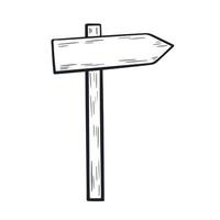 estilo de doodle de direção de ponteiro de sinal de madeira vetor