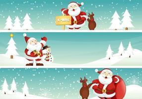 Papai Noel e Rena Natal Banner Vector Pack