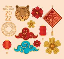 doze ícones do ano novo chinês vetor