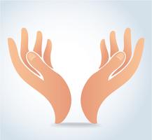 mãos segurando vector design, mãos rezam logotipo