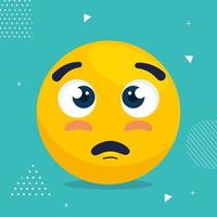 emoji com os olhos abertos e cara de por favor, cara amarela com cara de por favor, sobre fundo azul vetor