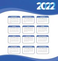 calendário 2022 feliz ano novo design abstrato ilustração vetorial branco e azul vetor