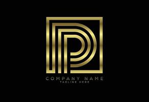 letra de linha de cor dourada de luxo p, símbolo gráfico do alfabeto para identidade de negócios corporativos vetor