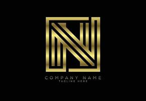 letra de linha de cor dourada de luxo n, símbolo gráfico do alfabeto para identidade de negócios corporativos vetor