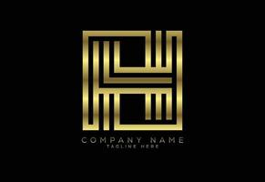 letra de linha de cor dourada de luxo h, símbolo gráfico do alfabeto para identidade de negócios corporativos vetor